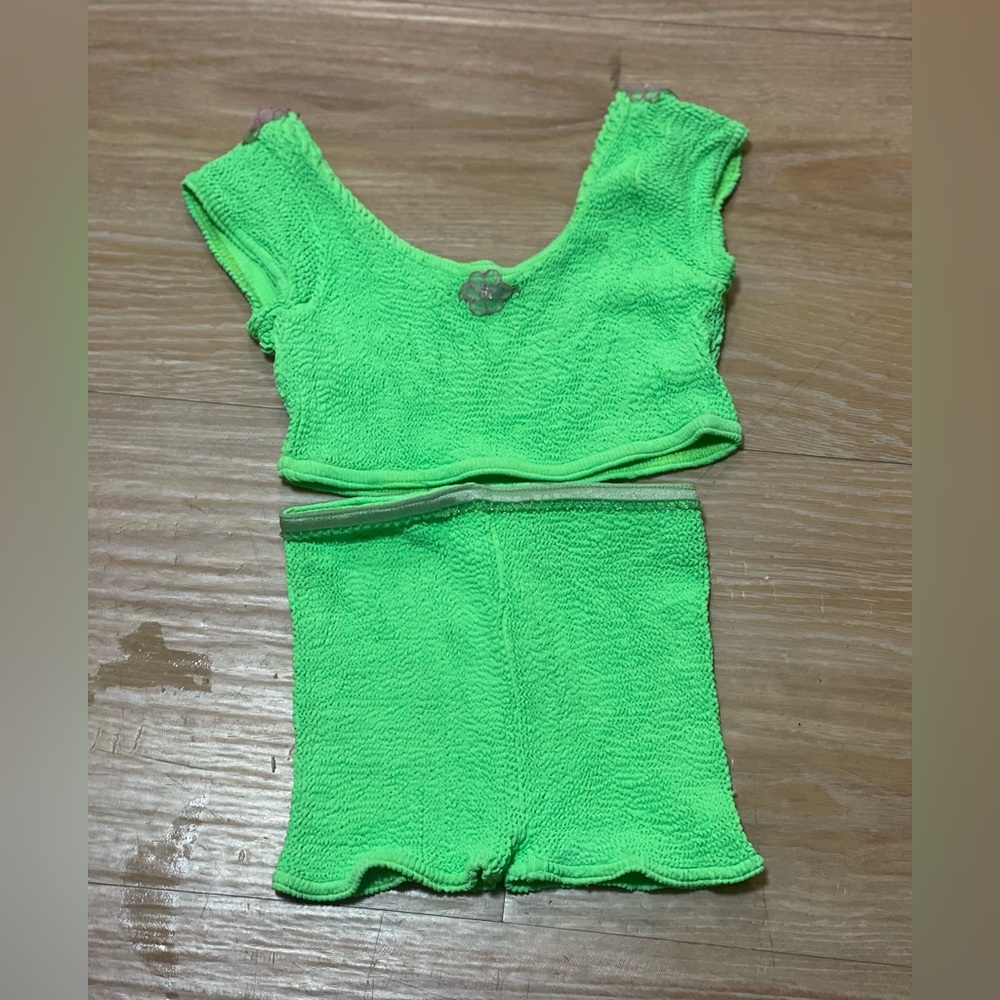 Vintage Hunza G Kids green Bikini Swimsuit